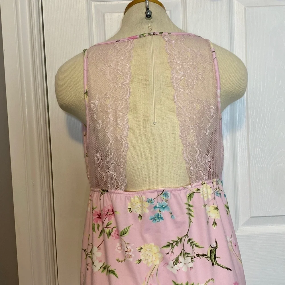 La Vie en Rose Pink Floral Lace Babydoll Chemise Sleep Dress XL - Picture 7 of 15